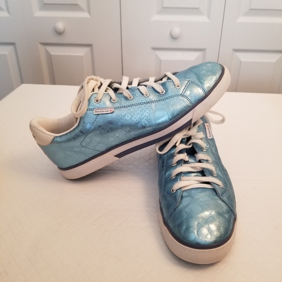 Reebok Shoes - Reebok Womens Blue Shiny Sneakers Size 9.5 Great Condition
